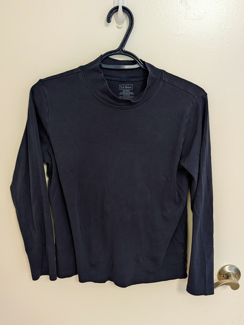 L.L.Bean Navy Blue Mock Neck Top - Women's Medium Regular